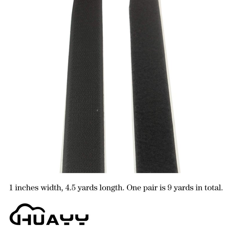 HUAYY 1 Inches Width 4.5 Yards Length | self-Adhesive Hook and Loop Style Sheets | Super Sticky Glue Nylon Patch | Strips | Tape | Fastener,Black (1in x 4.5yd) - Image 2